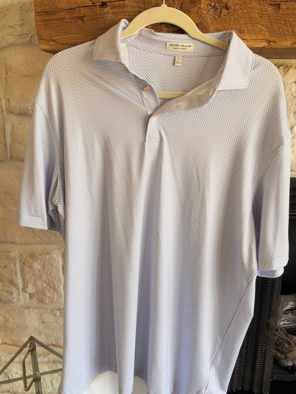 Peter Millar Pale Blue Micro-Pattern Polo